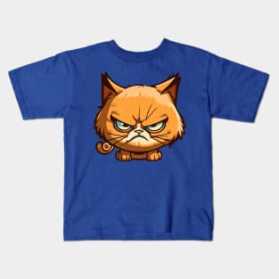 Funny Angry Cat Cartoon Design Kids T-Shirt